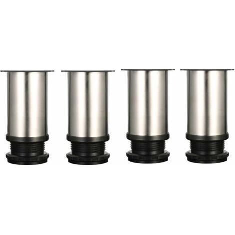 4 Pieds Réglables 8 cm De Hauteur Épaissir les pieds d'armoire Pieds de table Pieds de meubles. Acier inoxydable brossé. Hauteur réglable 0-15 mm Venez avec des vis en acier inoxydable (1/5)
