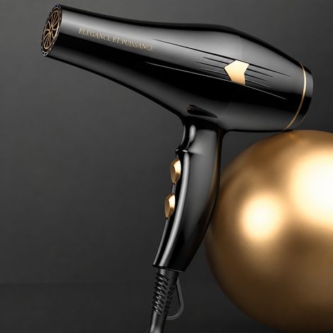 Sèche-cheveux professionnel 2400W noir brillant avec câble 3 m et lumière bleue noir 3 24 × 4,5 × 28 cm 750 g – Livraison gratuite