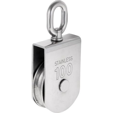 Polea simple de acero inoxidable 304 con pivote – Carga máxima 1000 kg – Para elevación eficiente en espacios reducidos – Modelo M100 (1/4)
