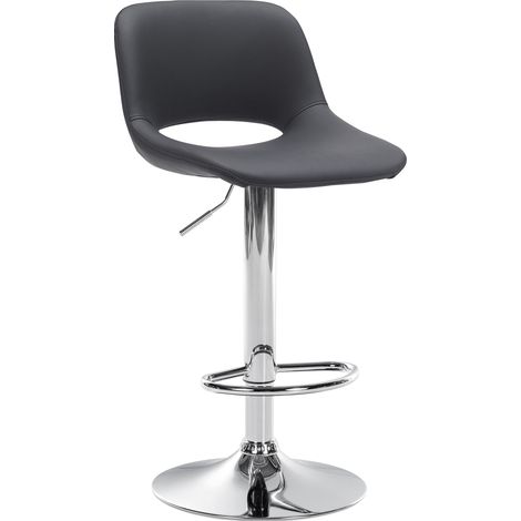 Taburete alto de bar x1 con reposapiés en PVC negro con base de metal cromado 100004580 (1/5)
