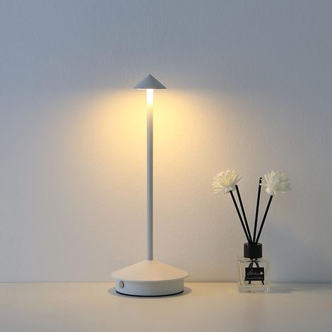 Lampe de table moderne sans fil LED 3000mAh - Veilleuse tactile rechargeable 3 niveaux de luminosité pour restaurant camping - blanc (1/5)