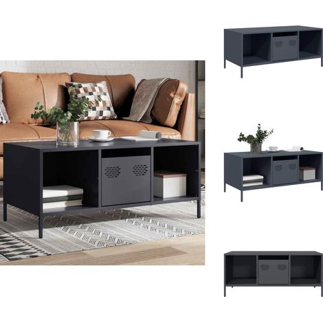 Table basse anthracite 101,5x50x43,5 cm acier laminé à froid - Table Basse - Tables Basses - Table D'appoint - Bout De Canapé (1/5)