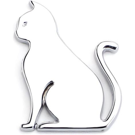 Autocollant chat en métal pour voiture - Décoration auto-adhésive - Argent (1/5)