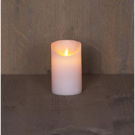 LED-Kerze/Säulenkerze – 2er-Set – weiß – H 12,5 x D 7,5 cm – Wachs – flackernde Flamme (1/2)