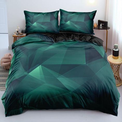 3D Bettwäsche-Set 200x200cm Mikrofaser Geometrie Design Silber Weiß mit Reißverschluss