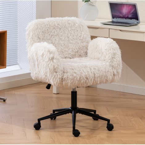 Sedia da ufficio ergonomica beige con braccioli regolabili e ribaltabili (1/5)