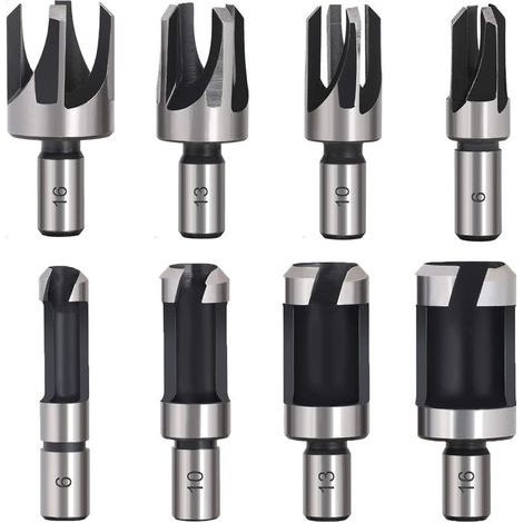 Mèche à bois pour perceuse 8PCS – Acier au carbone avec revêtement titane – Diamètres 6-16mm – Pour bouchons coniques précis (1/5)