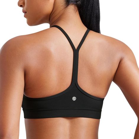 Women's Y Racer Back Spaghetti Straps Yoga Bra Tops, Grey Sage (1/5)