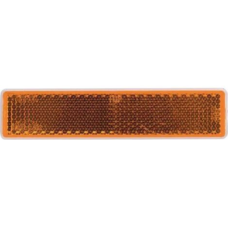 Catadioptre rectangle orange 105x24mm autocollant adhésif à coller rectangulaire réflecteur remorque tracteur voiture (1/2)