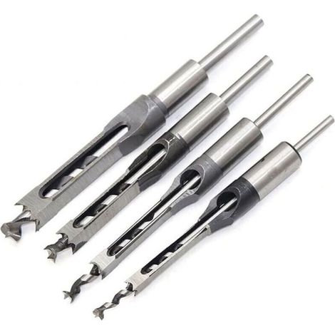 4 ciseaux à bois à trou carré, acier creux, 1/4 pouce, 5/16 pouce, 1/2 pouce, 3/8 pouce, menuiserie précise