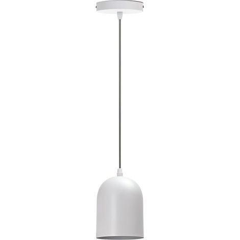 Suspension Minimaliste en Fer Blanc Douille E27 Design Epuré Simple Parfait pour Intérieur Moderne et Salon