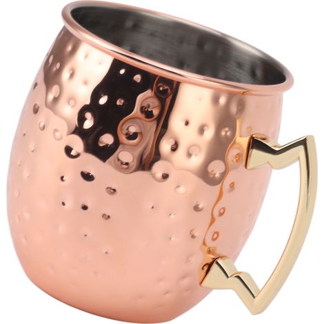 Moscow Mule Becher 600 ml aus Edelstahl, ideal für Bier und Cocktails zu Hause, gesprenkelte roségoldene Farbe. (1/5)