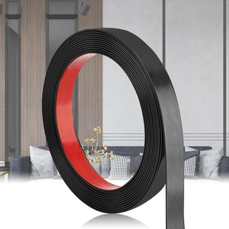 Moulure Murale Adhesive, Baguette de Finition, Moulure Decorative, Moulure Flexible pour Décoration de Meuble, Bordure de Miroir, Mur, Porte, Plafond (2 cm x 12 M, Noir) (1/5)