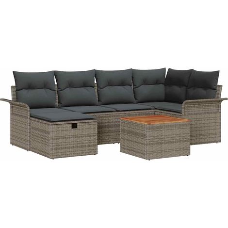 Maison Exclusive - Set Divano da Giardino con cuscino 7 pcs Grigio polyrattan