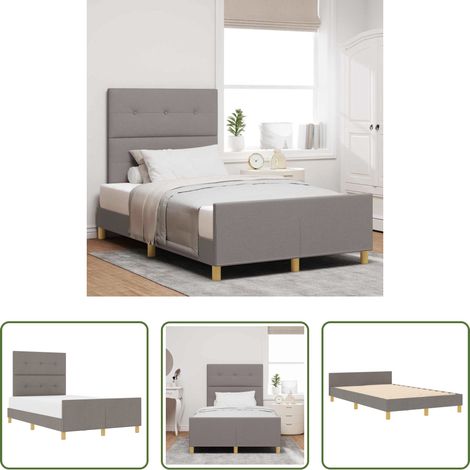 Stoffbett - Bettgestell mit Kopfteil Taupe 120 x 200 cm Stoff (1/5)