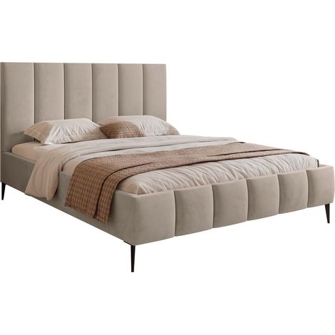 Selsey Sarafino - Polsterbett 160x200 cm, mit Bettkasten, Lattenrost und Metallfüßen, graubeige (1/4)
