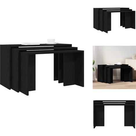 Tables gigognes 3 pcs noir bois d'ingénierie - Table Gigogne - Tables Gigognes - Table D'appoint Gigogne - Table D'appoint (1/5)