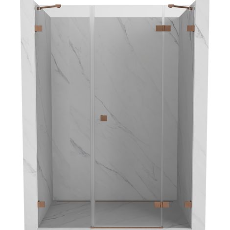 Mexen Lunar Duschtür, rechts öffnend, 140 cm, transparent, gebürstetes Kupfer - 834S-140-050-65-00-P (1/5)
