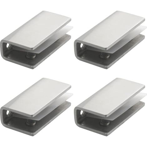 Abrazaderas de acero inoxidable para vidrio, 4 piezas, soporte para estante de vidrio, soporte para espejo de 8-12 mm, soporte para espejo de pared, para ventana, barandilla de escalera y balaustrada.