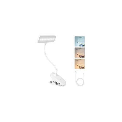 Lampe de Lecture Rechargeable LED 3 Couleurs, Luminosité Réglable, Protection des Yeux, Lampe Flexible