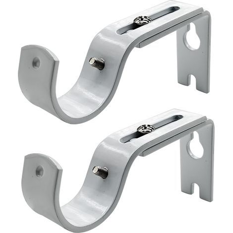 Set mit 2 verstellbaren Gardinenstangenhalterungen, Wandhaken für Gardinenstangen, geeignet für Gardinenstangen mit einem Durchmesser von 25 mm, Weiß (1/5)