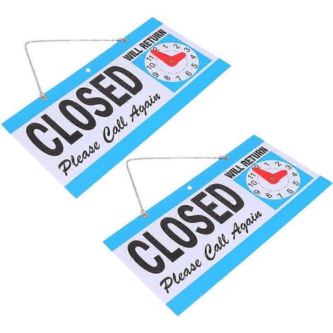 Panneau bleu double face « Ouvert », en PVC, lot de 2 (1/5)