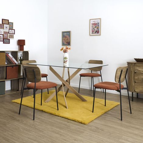 Lot de 4 Chaises - HOME DECO FACTORY - Jules - Côtele - Rouge (1/5)