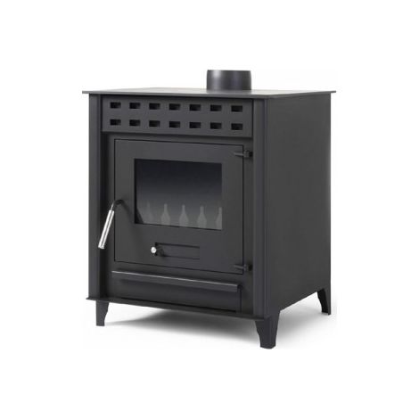 Estufa de leña pequeña modelo A 12.6 Kw  Chimenea rustica de leña  Estufa de leña clásica para salón salida humos vertical (1/5)