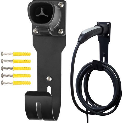 Compatible avec le support de chargeur Tesla - Station d'accueil murale et crochet en J pour Model 3/Y/X/S, support de câble de recharge pour véhicule électrique en acier robuste, compatible avec le c (1/5)