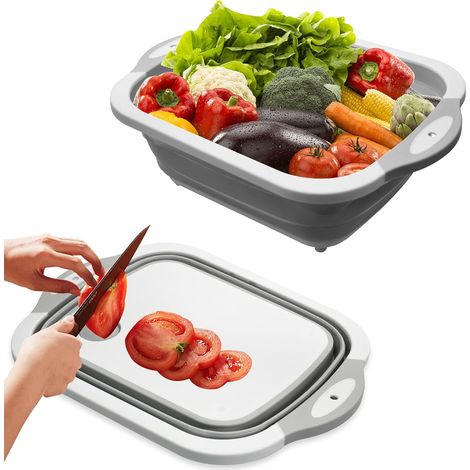 Bassine Pliable Planche à Découper, Bassine Pliable Camping Planche à Découper, Accessoire Camping Planche A Decouper, Planche à Découper Double Fonction Bassin De Nettoyage Ménager (1/5)