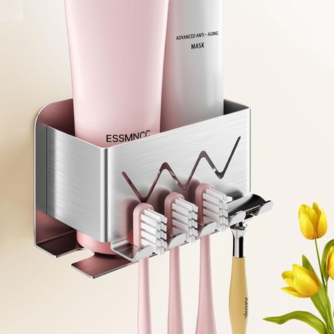 Portaspazzolino da denti a parete, portaspazzolino elettrico in acciaio inossidabile, portaspazzolino autoadesivo, non richiede fori, portadentifricio, portaspazzolino da denti a parete (1/5)