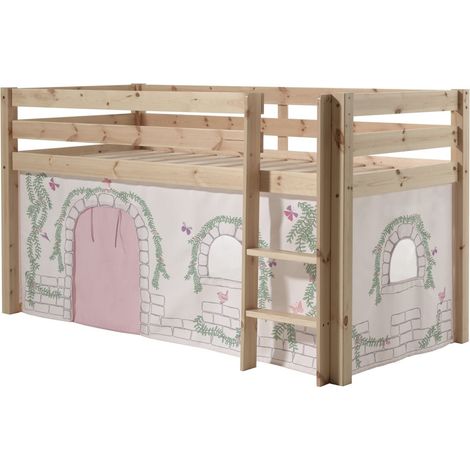 Lit mi-hauteur Charlotte avec tente de lit Birdy - bois de pin (1/3)