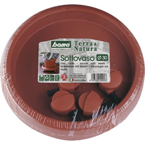 Sottovaso in plastica con ruote colore terracotta 30 cm bama (1/6)