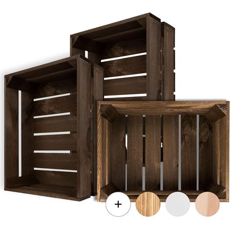 Caisse de Rangement Vintage en Bois Wengé - 40 x 30 x 15 cm