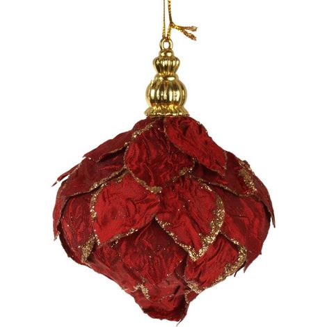 Ciondolo a fuso rosso con glitter, 10 cm (1/2)