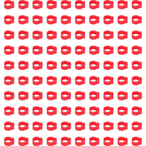 100 bagues d'identification pour pigeons de 8 mm, sans inscription, rouges. (1/5)