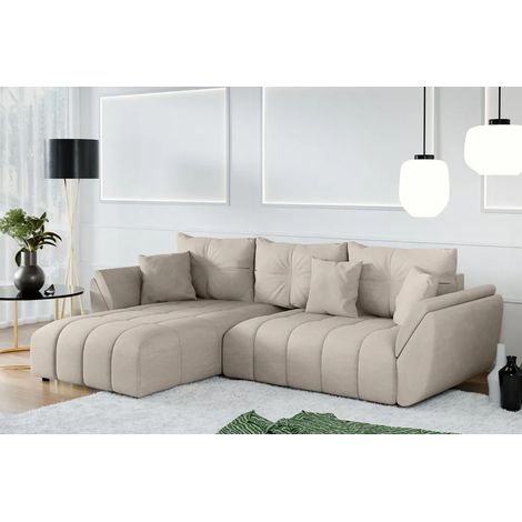 AX LIVING Ecksofa mit Schlaffunktion Verciani L Sofa Hellbraun 280 cm