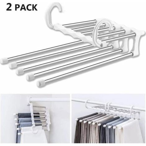 Cintres multiples pour pantalons, 2 cintres peu encombrants, rangement magique multi-cintres, cintre de voyage pliable (1/5)