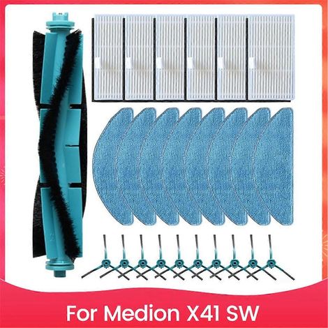 Pièces de rechange pour aspirateur robot X41 SW : brosse principale, filtre HEPA et chiffon de nettoyage (1/5)
