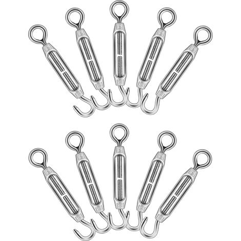 10 - Tendeur De Câble - Acier Inoxydable - Réglable Pour Clôture Et Jardin - Résistant À La Corrosion - Intérieur Et Extérieur - Argenté - M4 (1/5)