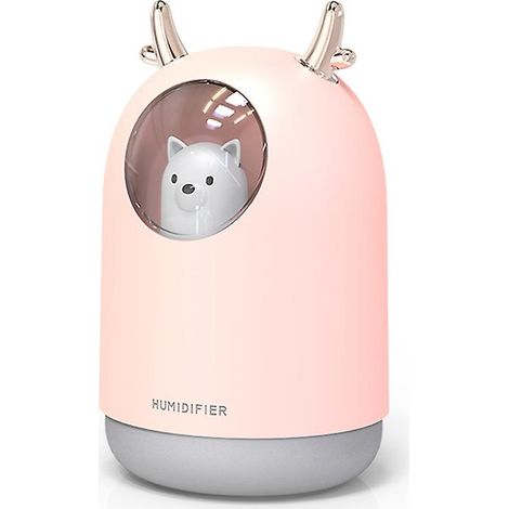 Humidificateur mignon pour animaux de compagnie avec deux modes de pulvérisation, réservoir d'eau de 300 ml offrant jusqu'à 10 heures d'autonomie, éclairage LED à 7 couleurs changeantes, arrêt automat (1/5)