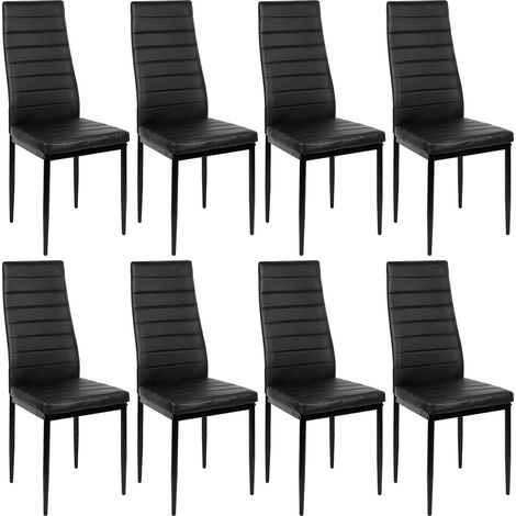 8er Set Esszimmerstühle mit Rückenlehne,Polsterstuhl aus Metallbeine,Schwarz
