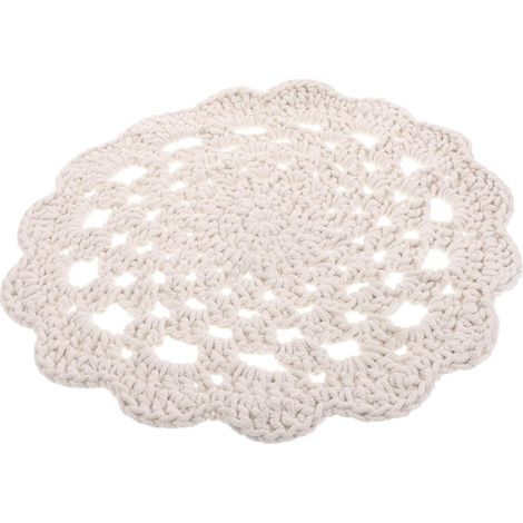 Dessous de Verre Rond en Corde de Coton, Napperon de Table Blanc, Isolant Thermique, Décor de Table Style Nordique et Vintage (1/5)