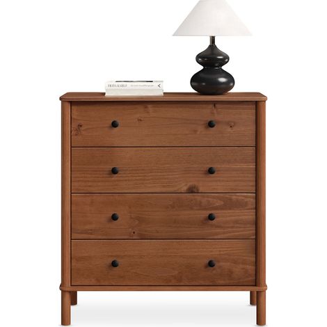 Idimex – Commode 4 tiroirs en bois massif châtaignier – Dimensions 76x29 cm – Style moderne et naturel – Assemblage facile avec notice (1/4)