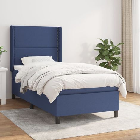 Boxspringbett mit Matratze Blau 90x190 cm Stoff (1/5)