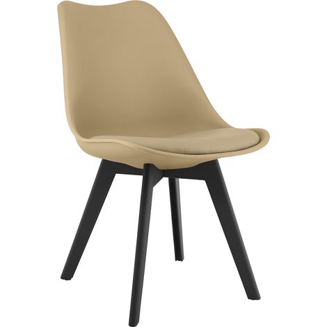 Chaise Mark - beige foncé / pieds noirs x 1 (1/5)