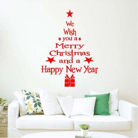Autocollant Murale Sapin De Noël - PVC Imperméable - Décoration Murale Dessin Animé - 50 x 50 x 50 mm - 1 Pièce (1/5)