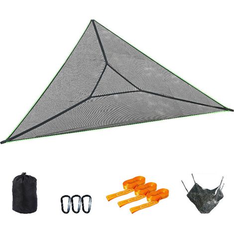Hamac Triangle 280x280x280 Cm Toile Ripstop Pour Camping, 3 Sangles 3 M, 3 Boucles, Suspendu Pour Randonnee Nature (1/4)