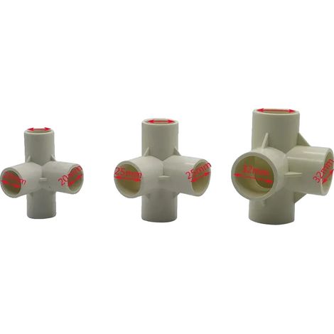 Conectores de agua para jardín, construcción de PVC resistente, fácil instalación, diámetro interior de 32 mm, 4 vías (8 piezas) (1/2)