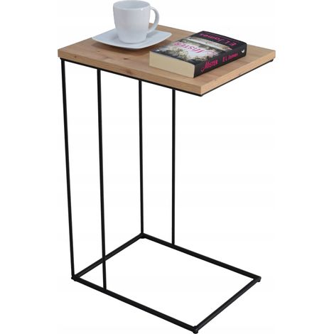 Tavolino laterale in filo metallico di rovere nero, realizzato artigianalmente. (1/5)